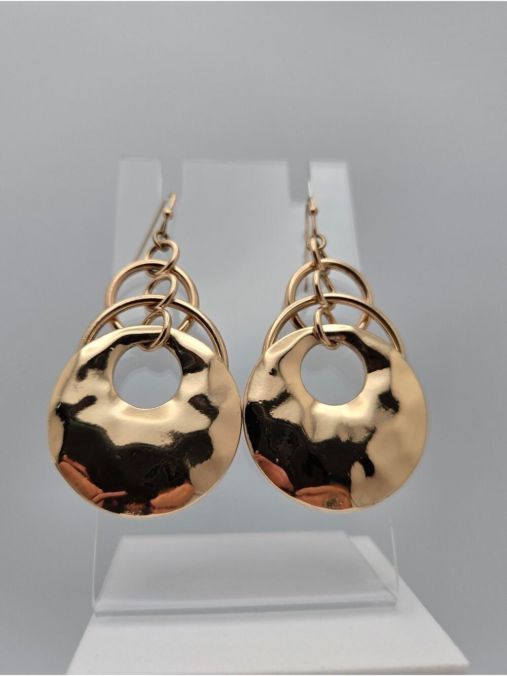 Vintage Avon Sunshine Disc Earrings Gold Tone Statement Dangle 2.25”